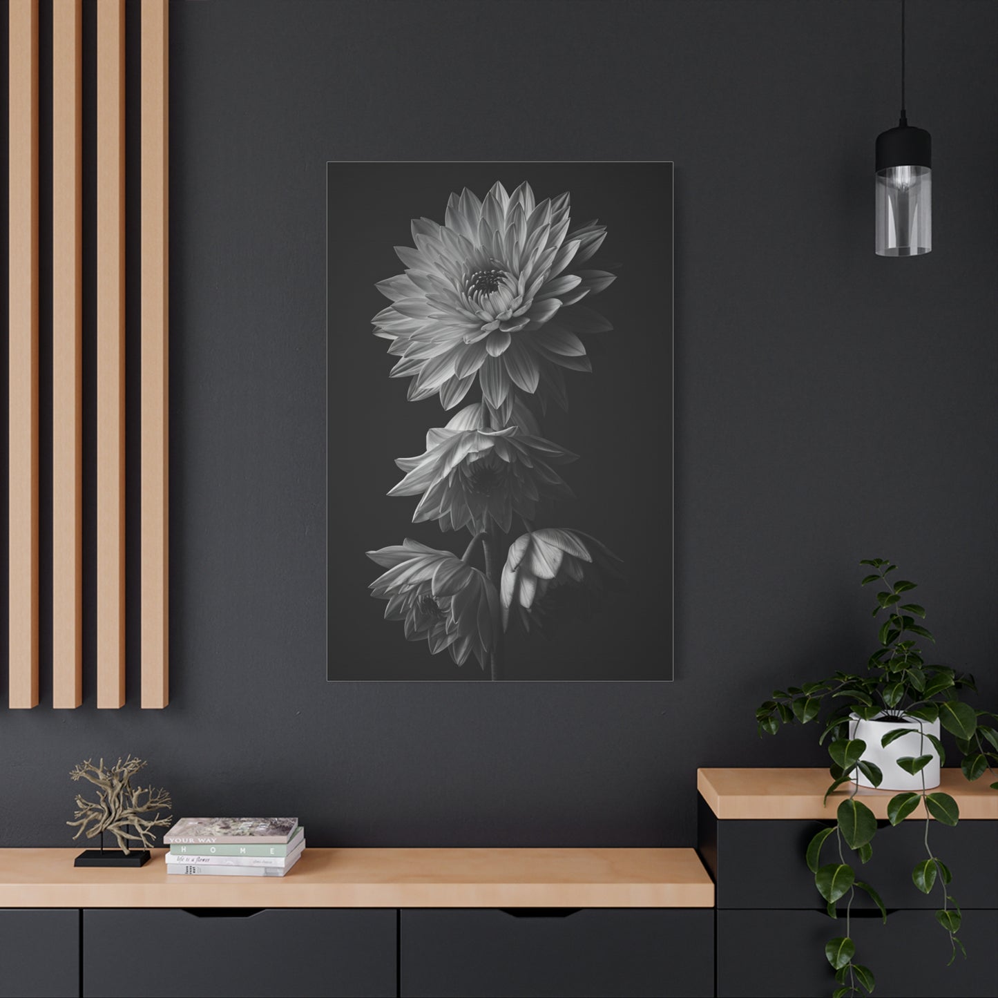 Vertical Dahlia Stem Composition Wall Art & Canvas Prints