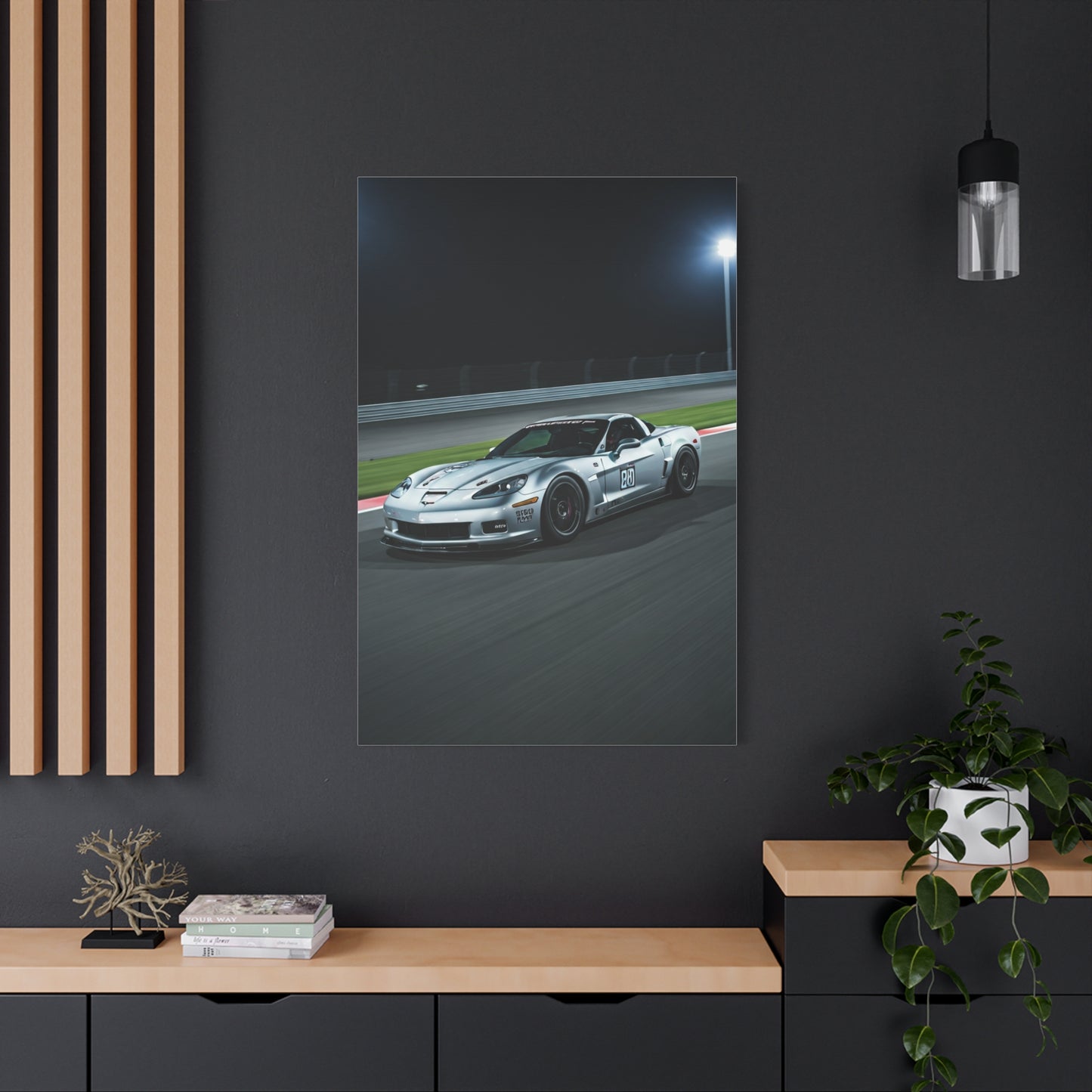 2013 Chevrolet Corvette C6 Z06 Night Race Scene Wall Art & Canvas Prints