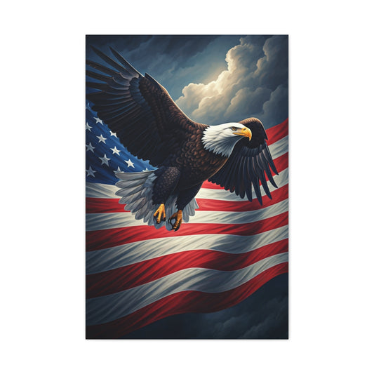 Eagle of Freedom Over the American Flag Wall Art & Canvas Prints