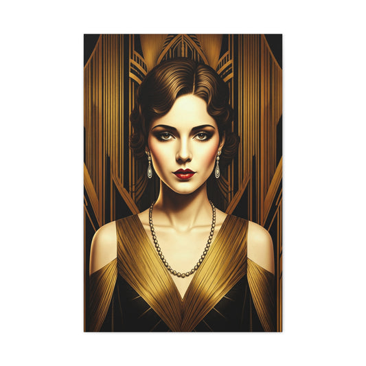 Golden Vintage Glamour Portrait Wall Art & Canvas Prints