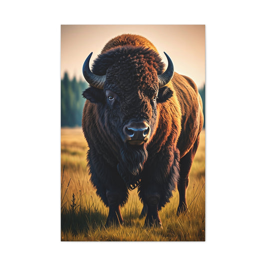 Prairie Bison Walking in Warm Golden Light Wall Art & Canvas Print