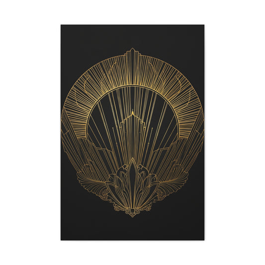 Deco Halo Emblem Black & Gold Wall Art & Canvas Prints
