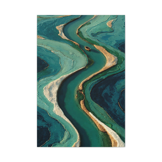 Aerial Marsh Green River Abstract Wall Art & Canvas Print
