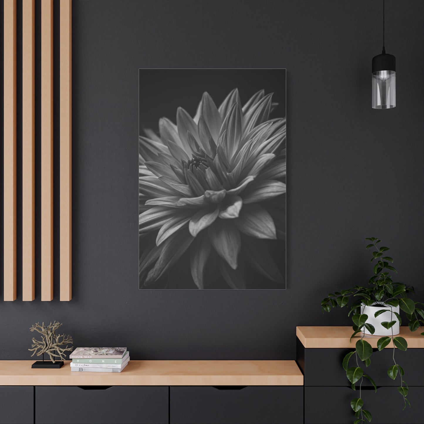 Monochrome Layered Dahlia Bloom Wall Art & Canvas Prints