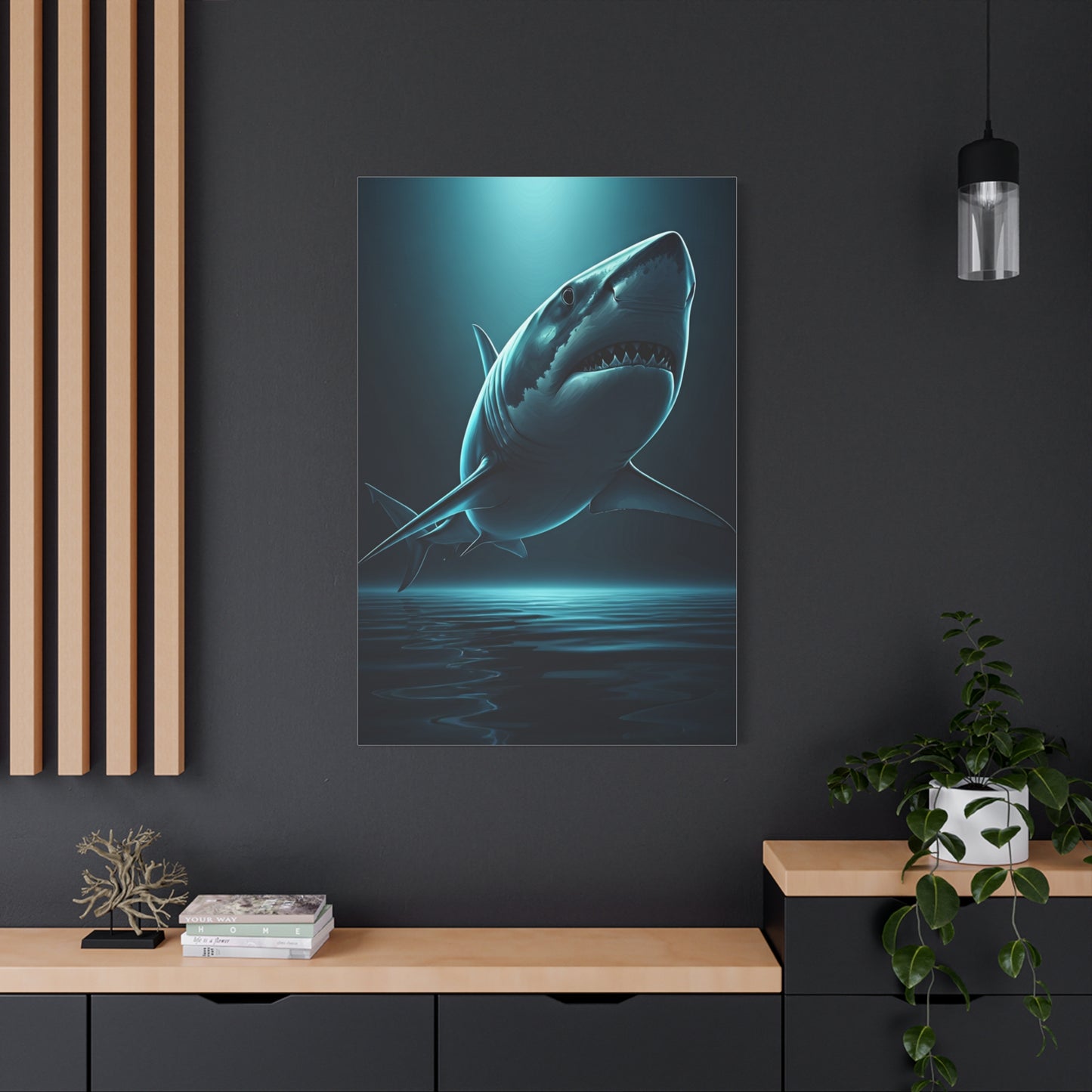 Great White Shark in Deep Blue Waters Wall Art & Canvas Prints