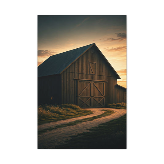Country Road Barn at Dusk Wall Art & Canvas Prints