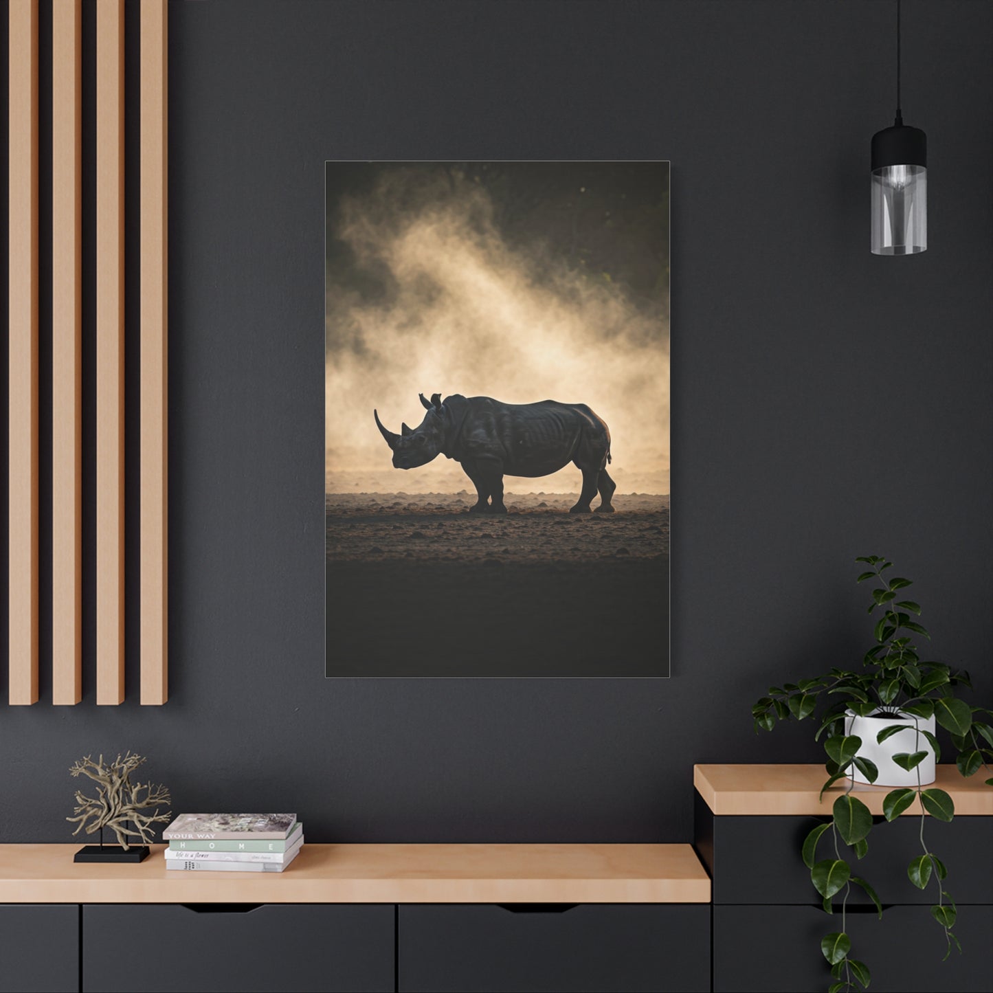 Rhino in Golden Dust Wilderness Wall Art & Canvas Prints