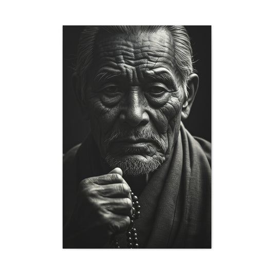 Elder Man with Reflective Expression Wall Art & Canvas Prints
