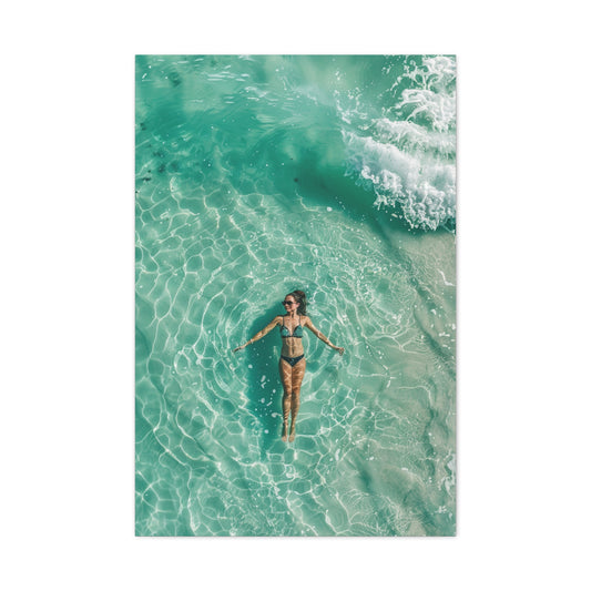Aerial Ocean Serenity Woman Portrait Wall Art & Canvas Print