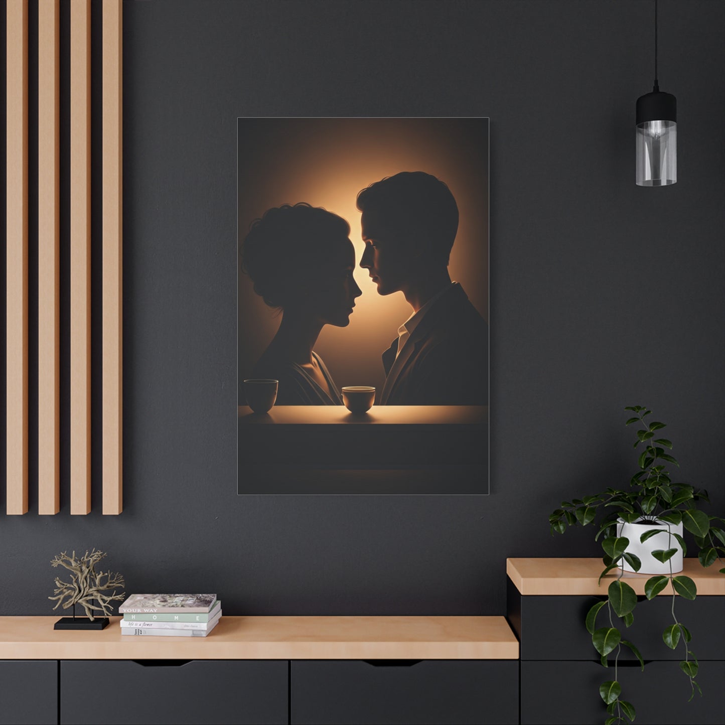 Intimate Silhouettes at Candlelit Table Wall Art & Canvas Prints