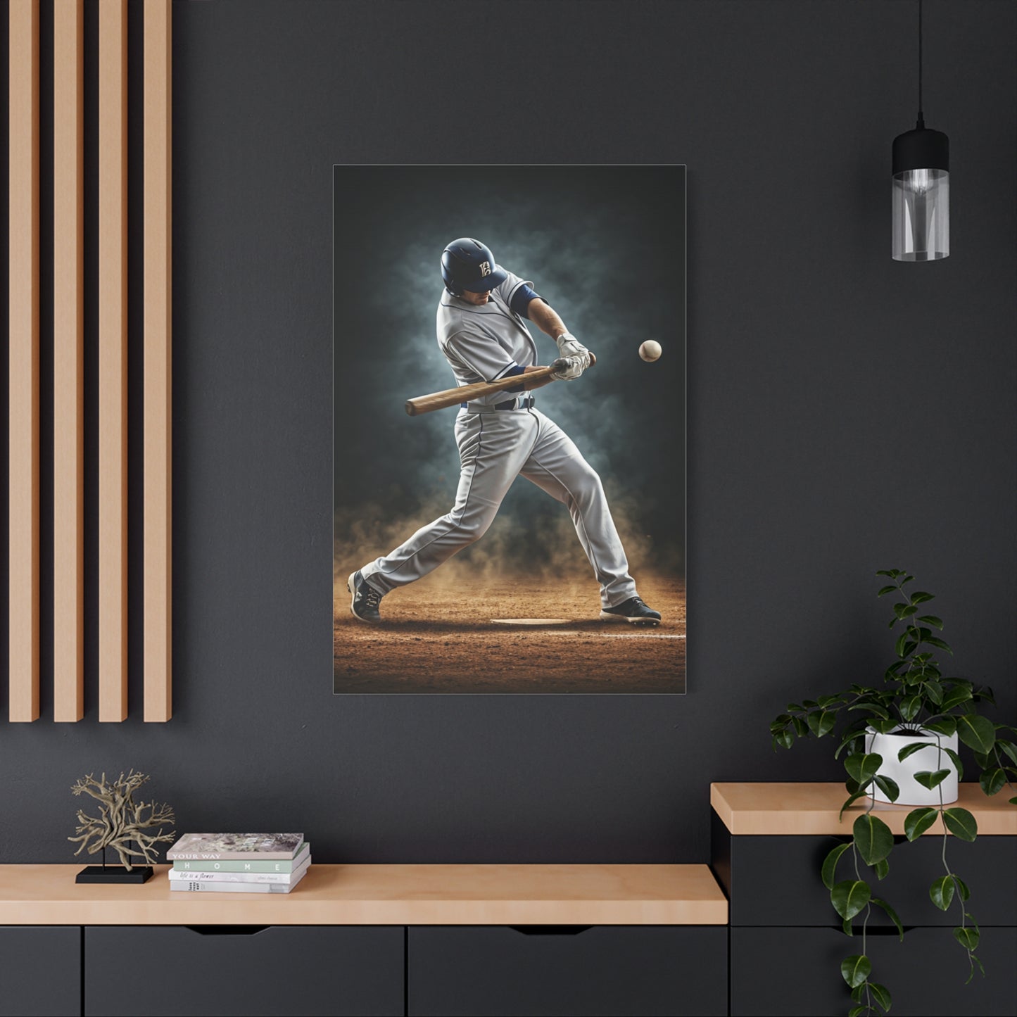Spotlight Baseball Swing Impact Wall Art & Canvas Prints