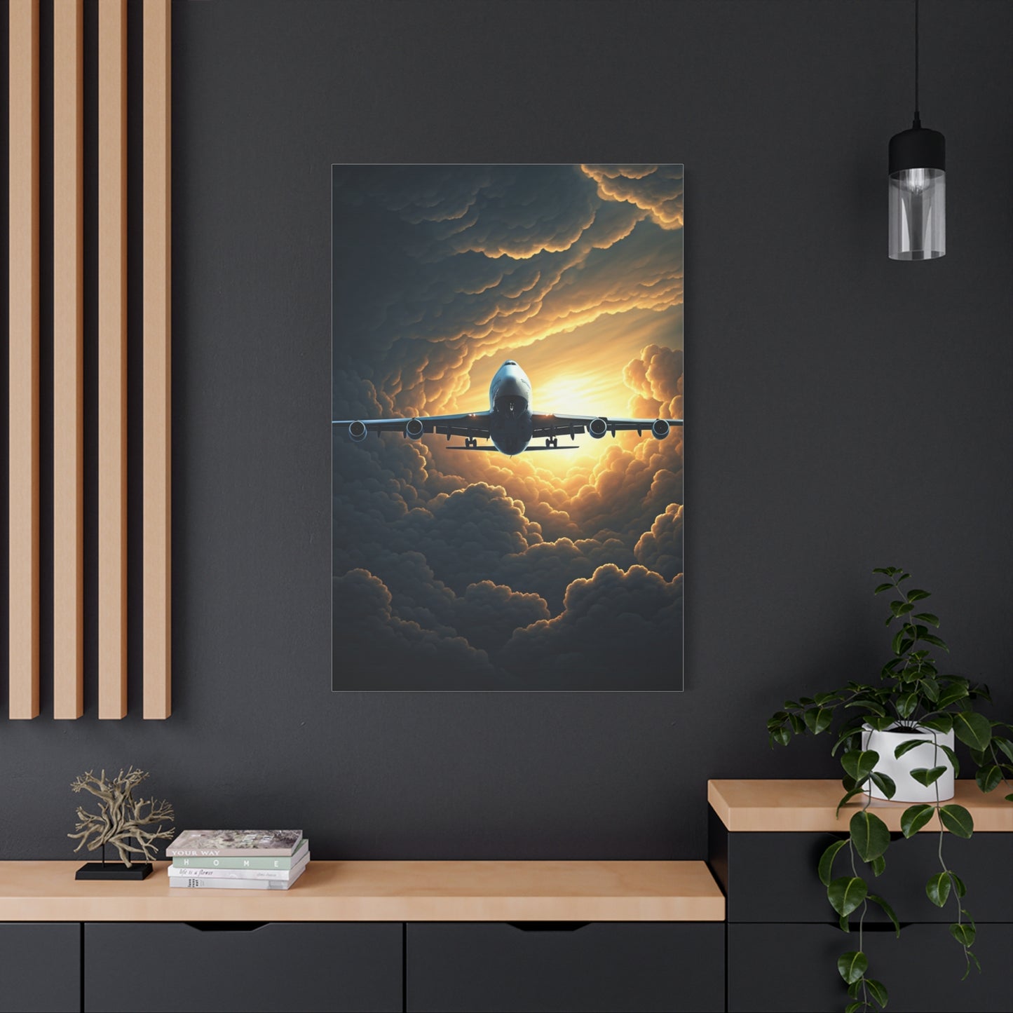 Golden Cloud Break Airplane Wall Art & Canvas Prints