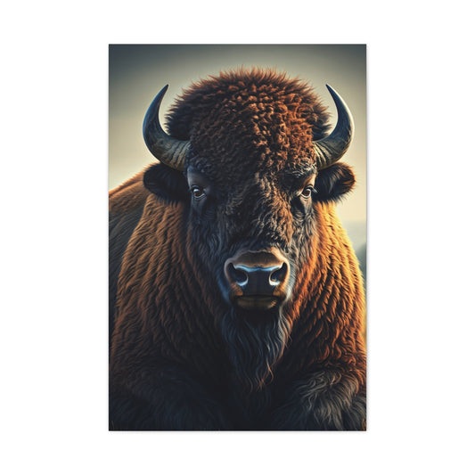 Classic Frontal American Bison Portrait Wall Art & Canvas Print