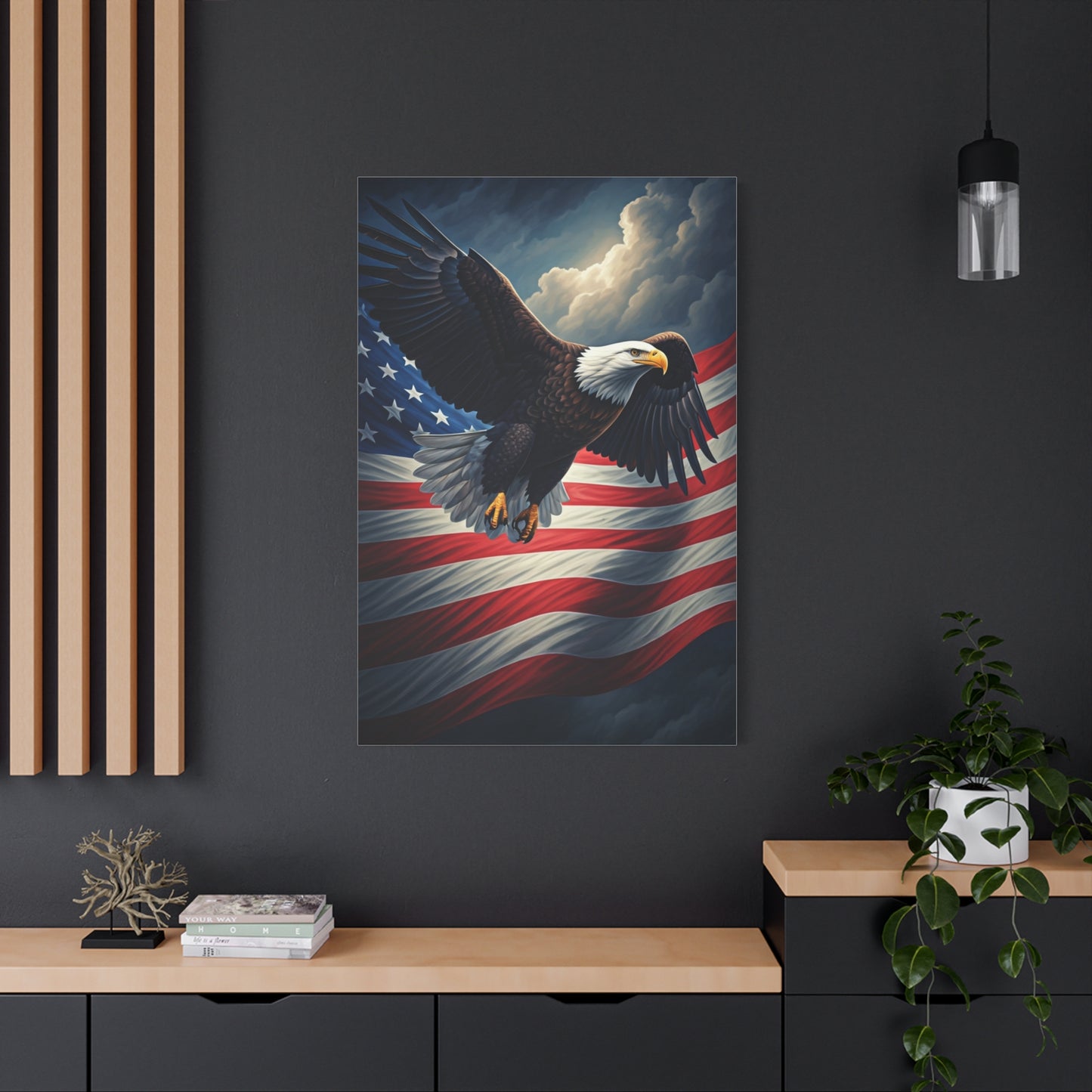 Eagle of Freedom Over the American Flag Wall Art & Canvas Prints
