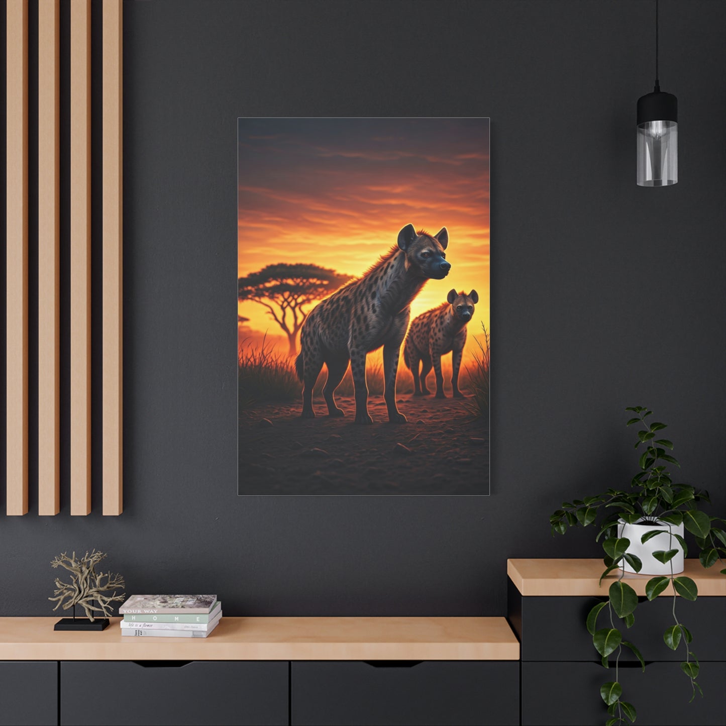 Hyena Pack at Sunset Wilderness Wall Art & Canvas Prints