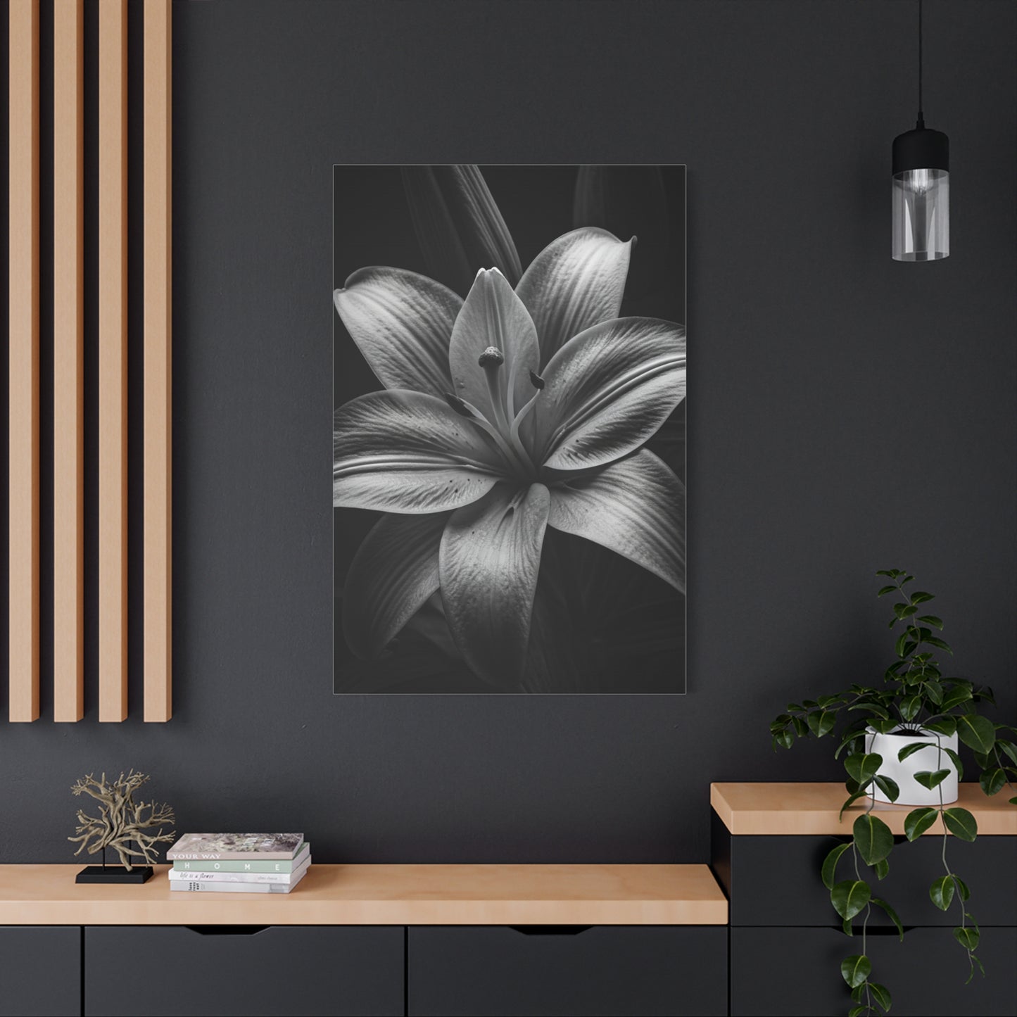Monochrome Lily Bloom Wall Art & Canvas Prints