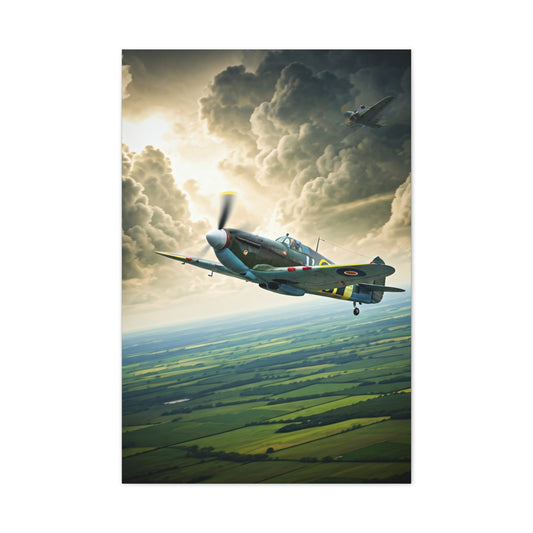 Classic Propeller Plane Over Open Fields Wall Art & Canvas Prints