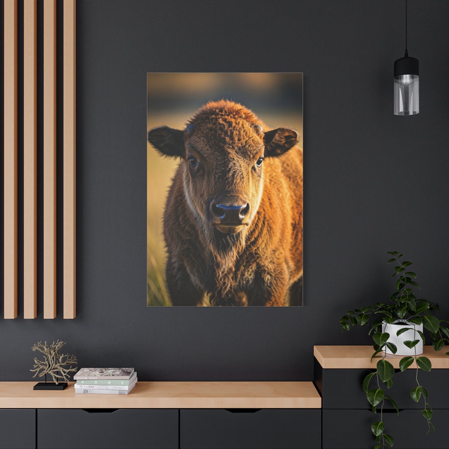 Young Plains Bison Calf Portrait Wall Art & Canvas Print