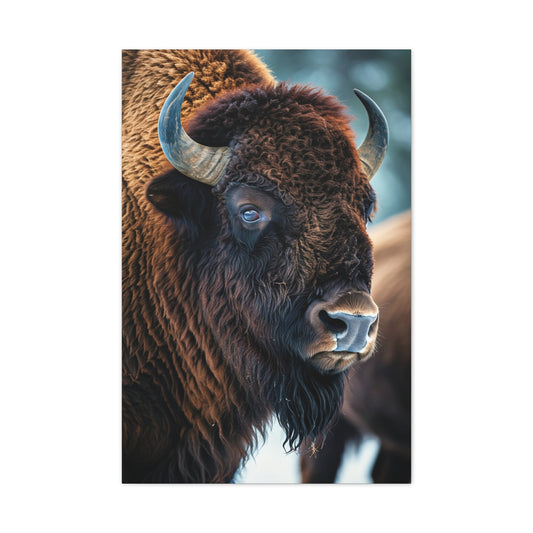 Three-Quarter Angle American Bison with Soft Natural Backdrop Wall Art & Canvas Print