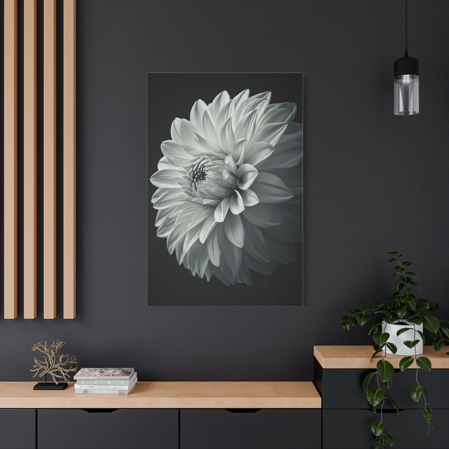 Silver Dahlia Blossom Wall Art & Canvas Prints