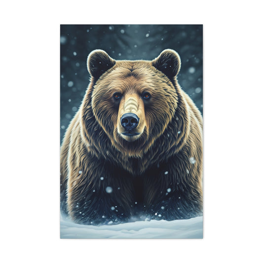Winter Storm Grizzly Bear Portrait Wall Art & Canvas Prints
