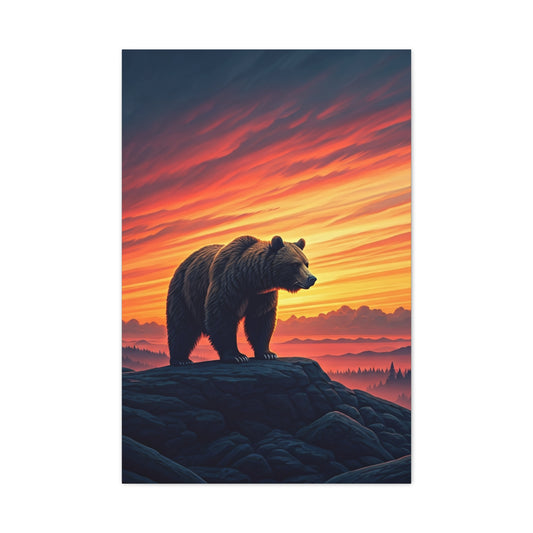 Sunset Summit Bear Silhouette Wall Art & Canvas Prints