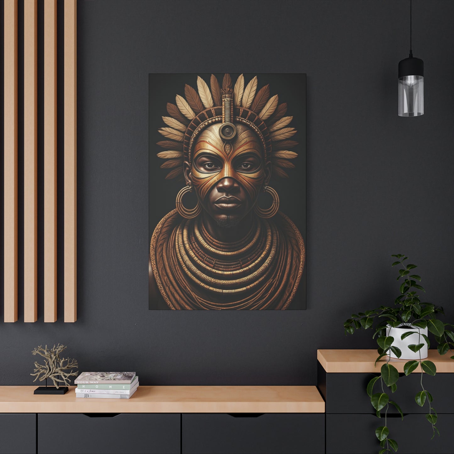 Golden Tribal Empress Portrait Wall Art & Canvas Prints