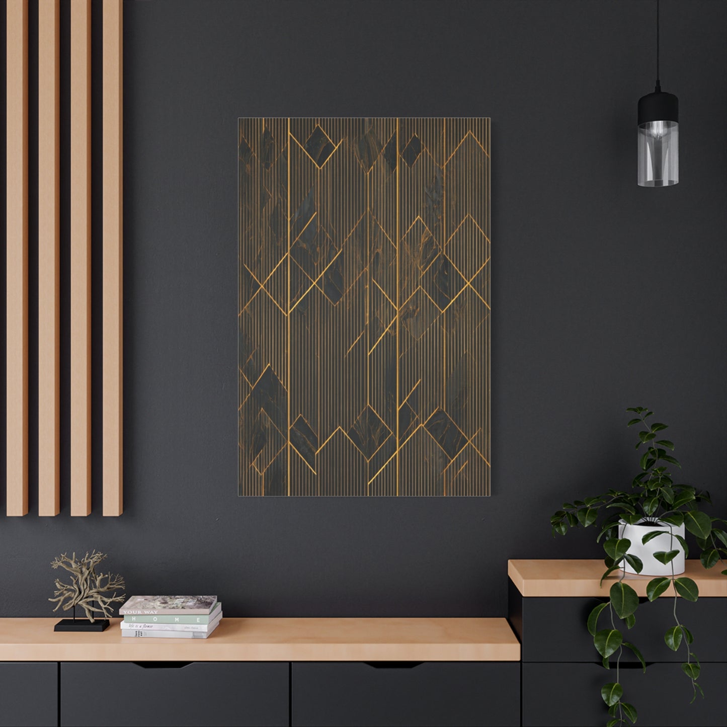 Golden Geometry Noir Wall Art & Canvas Prints