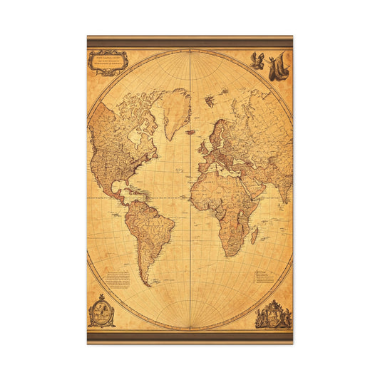 Antique Oval World Atlas Map Wall Art & Canvas Prints