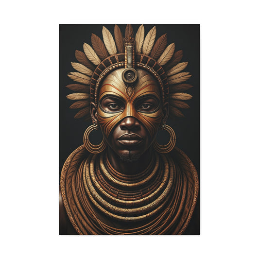 Golden Tribal Empress Portrait Wall Art & Canvas Prints