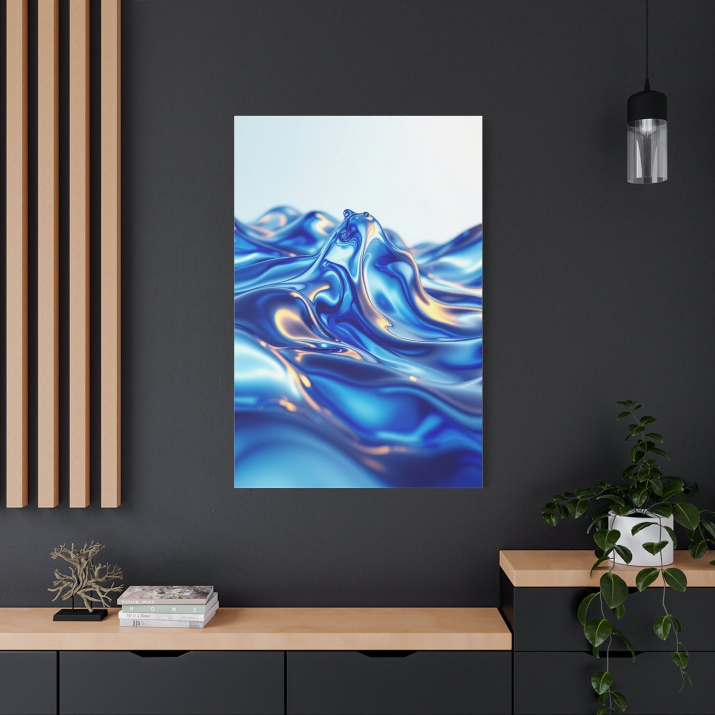 Fluid Blue Silk Waves Wall Art & Canvas Prints