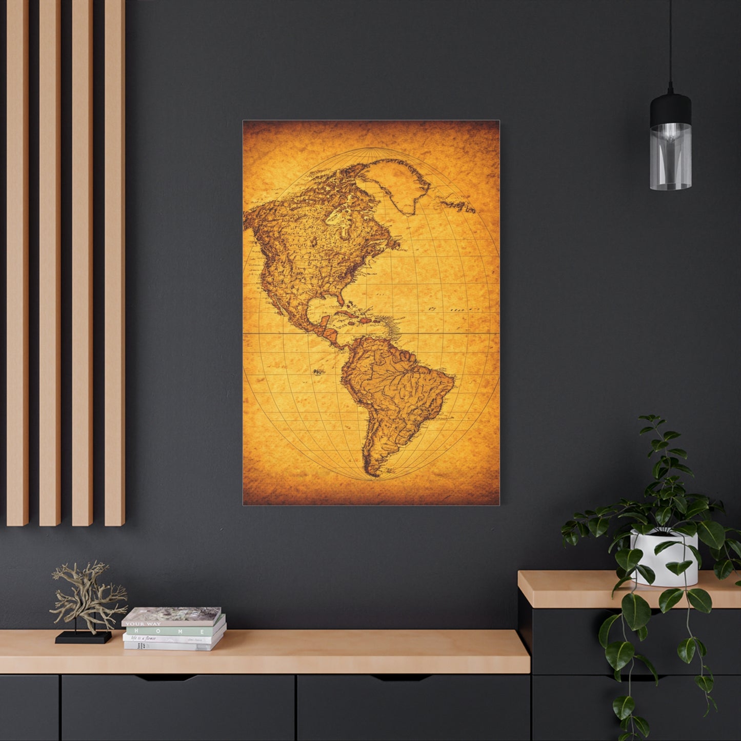Minimal Vintage World Silhouette Map Wall Art & Canvas Prints