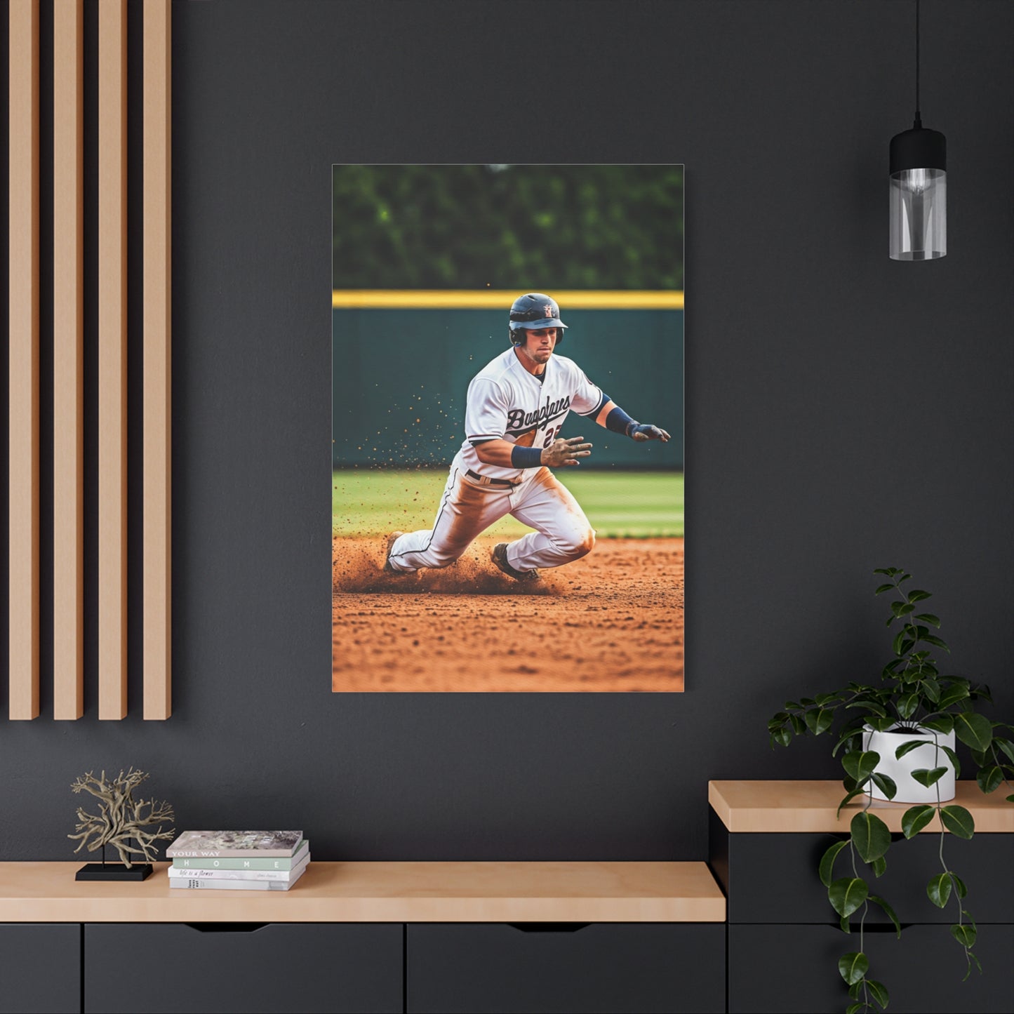 Baseball Slide Into Base Champion Wall Art & Canvas Prints