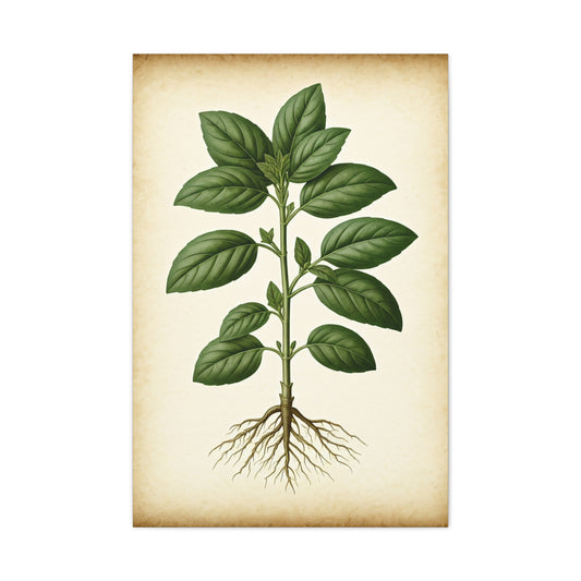 Basil Plant Herbal Illustration Wall Art & Canvas Prints