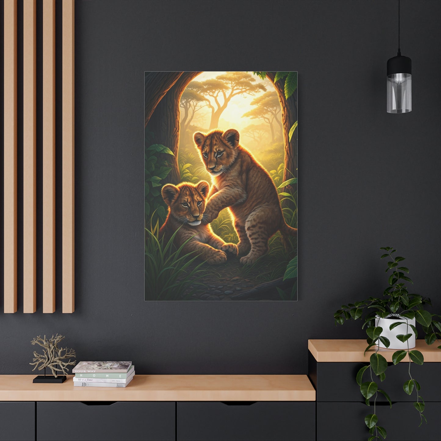 Lion Cubs in the Jungle Glow Wall Art & Canvas Prints