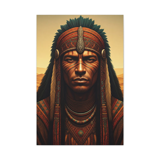 Tribal Guardian with Feathered Headdress Wall Art & Canvas Prints