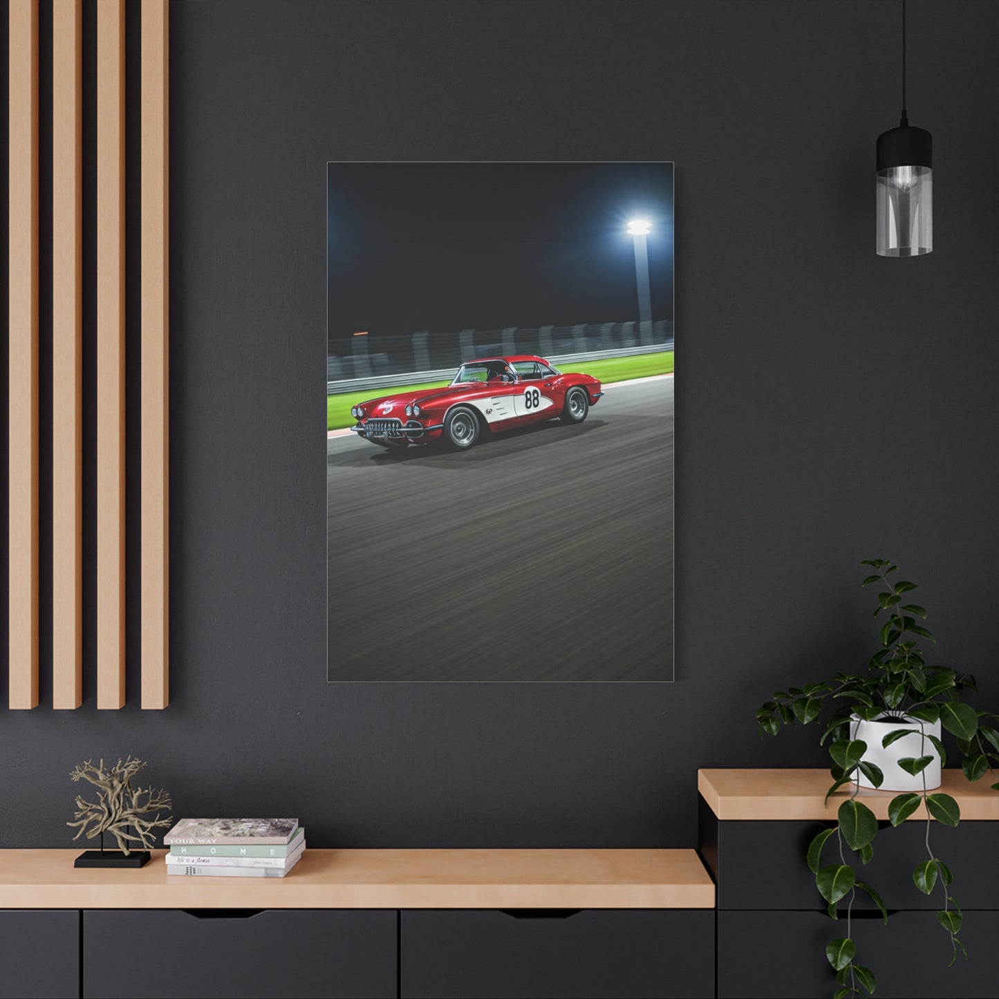 1962 Chevrolet Corvette C1 Night Circuit Racer Wall Art & Canvas Prints