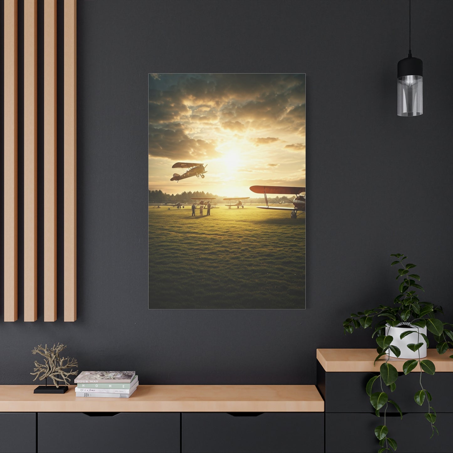 Golden Airfield Takeoff Moment Wall Art & Canvas Prints