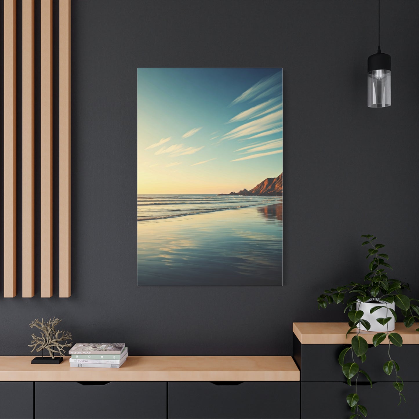 Golden Shoreline Reflection Beach Wall Art & Canvas Prints