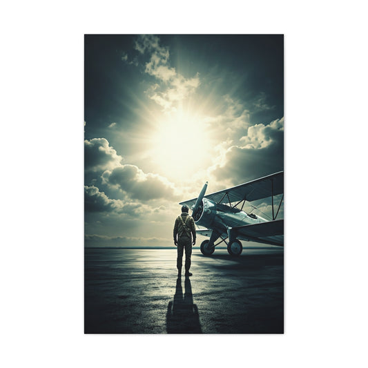 Lone Pilot and Aircraft Reflection Wall Art & Canvas Prints