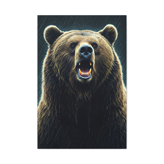 Roaring Brown Bear Portrait Wall Art & Canvas Prints