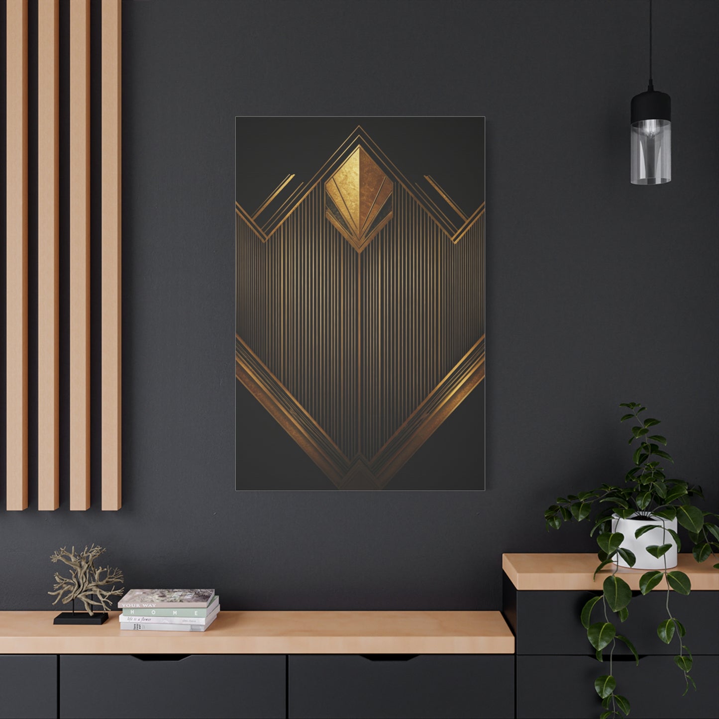 Golden Deco Crown Geometry Wall Art & Canvas Prints