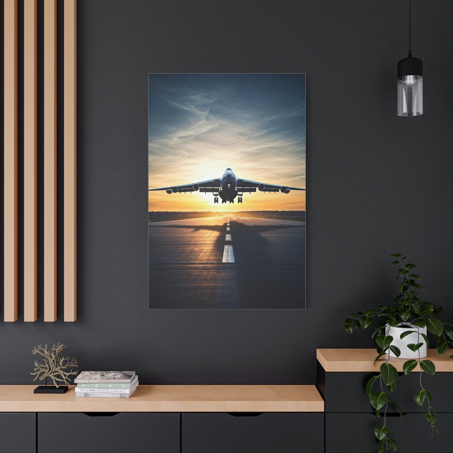 Golden Runway Takeoff Jet Wall Art & Canvas Prints