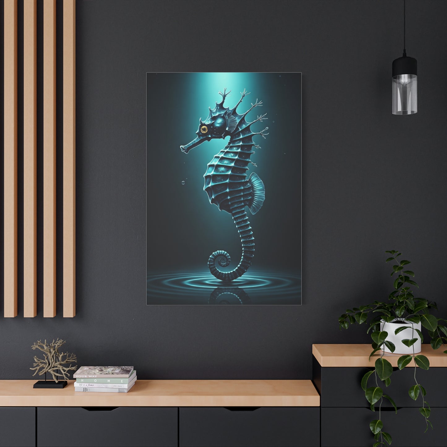 Seahorse in the Deep Blue Ocean Wall Art & Canvas Prints