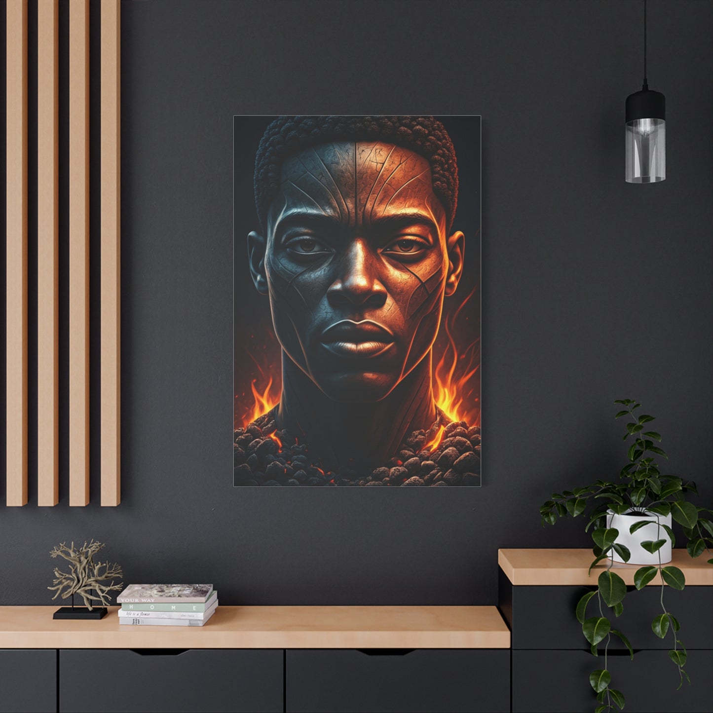 Fire and Shadow Warrior Portrait Wall Art & Canvas Prints