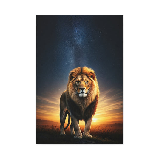 Majestic Lion Under the Evening Sky Wall Art & Canvas Prints