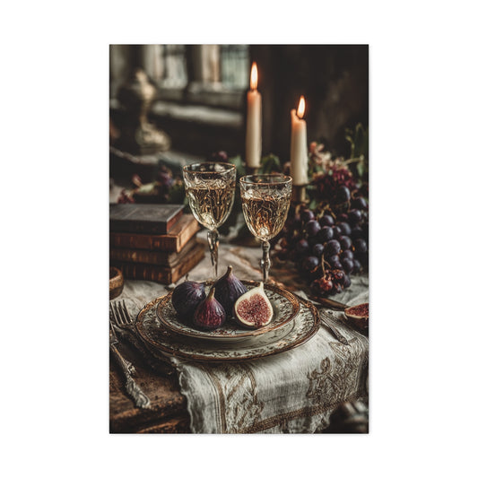 After-Dinner Wine and Fig Table Wall Art & Canvas Print