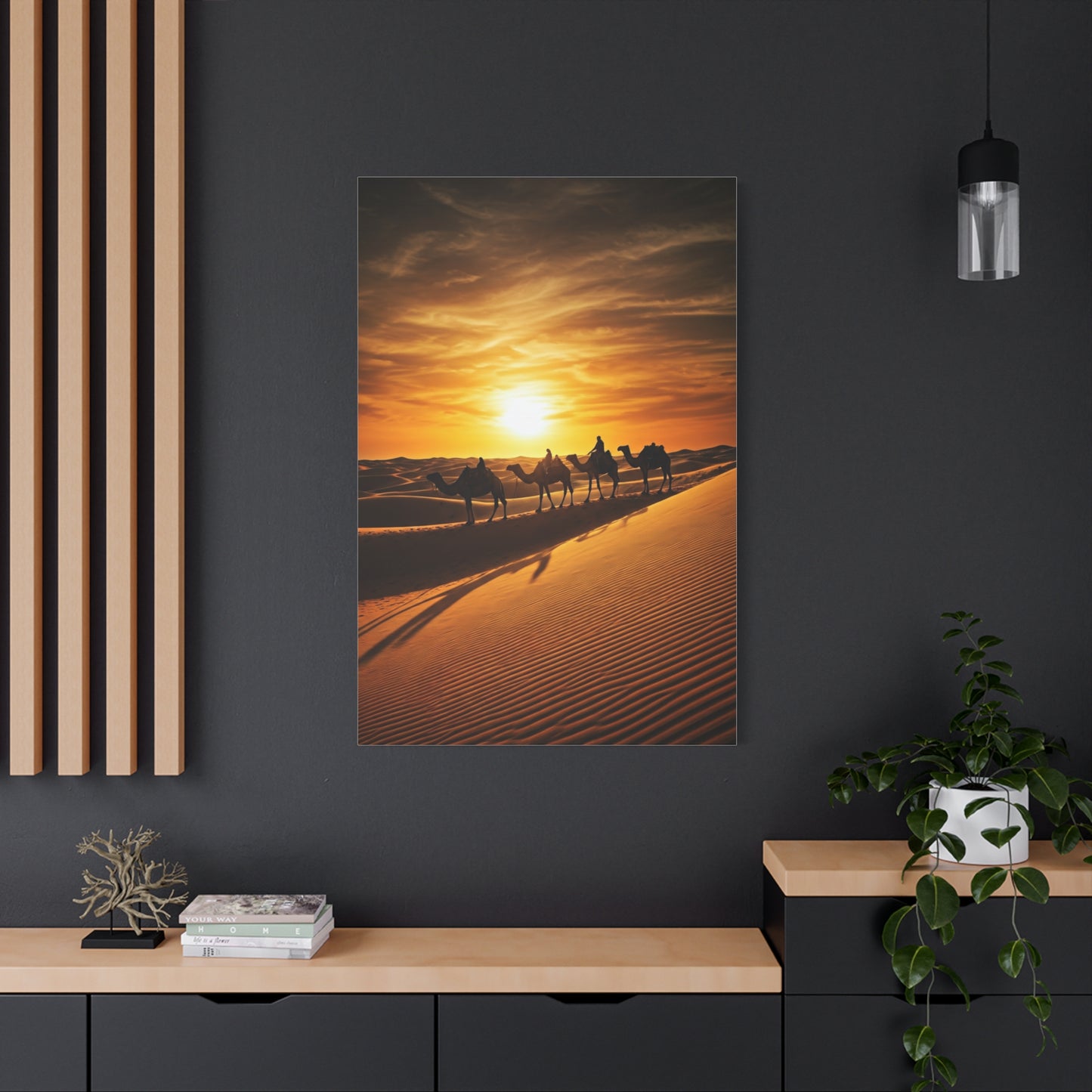 Desert Caravan Sunset Journey Wall Art & Canvas Prints