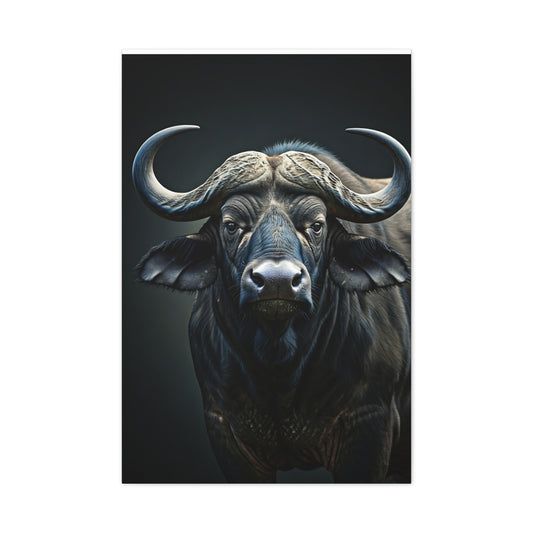 Ultra-Dark Matte Cape Buffalo Portrait Wall Art & Canvas Print