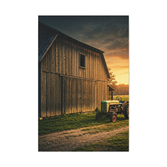 Vintage Tractor by Rustic Barn Wall Art & Canvas Prints